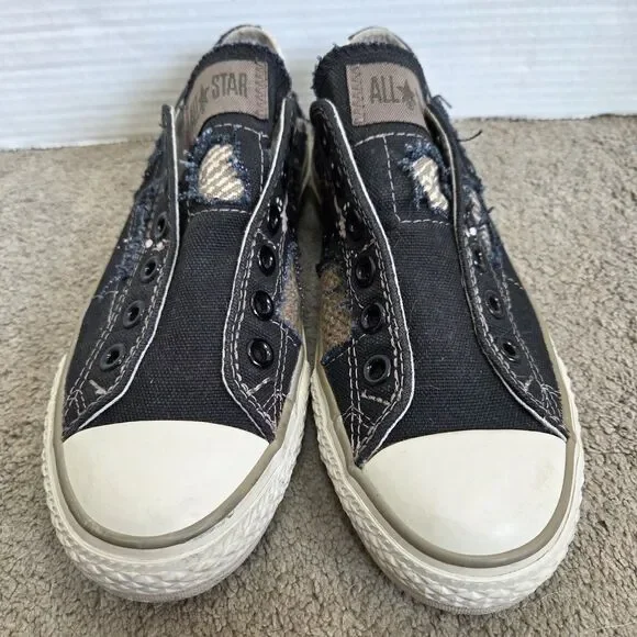 Converse Chuck Taylor All Star Patchwork Slip On Black/ Gray/ Tan Y2K Wos Size 7 - Picture 2 of 10